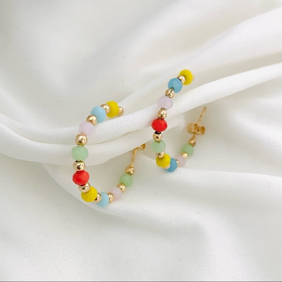 Color Beaded Hoops - Picture 6 of 11